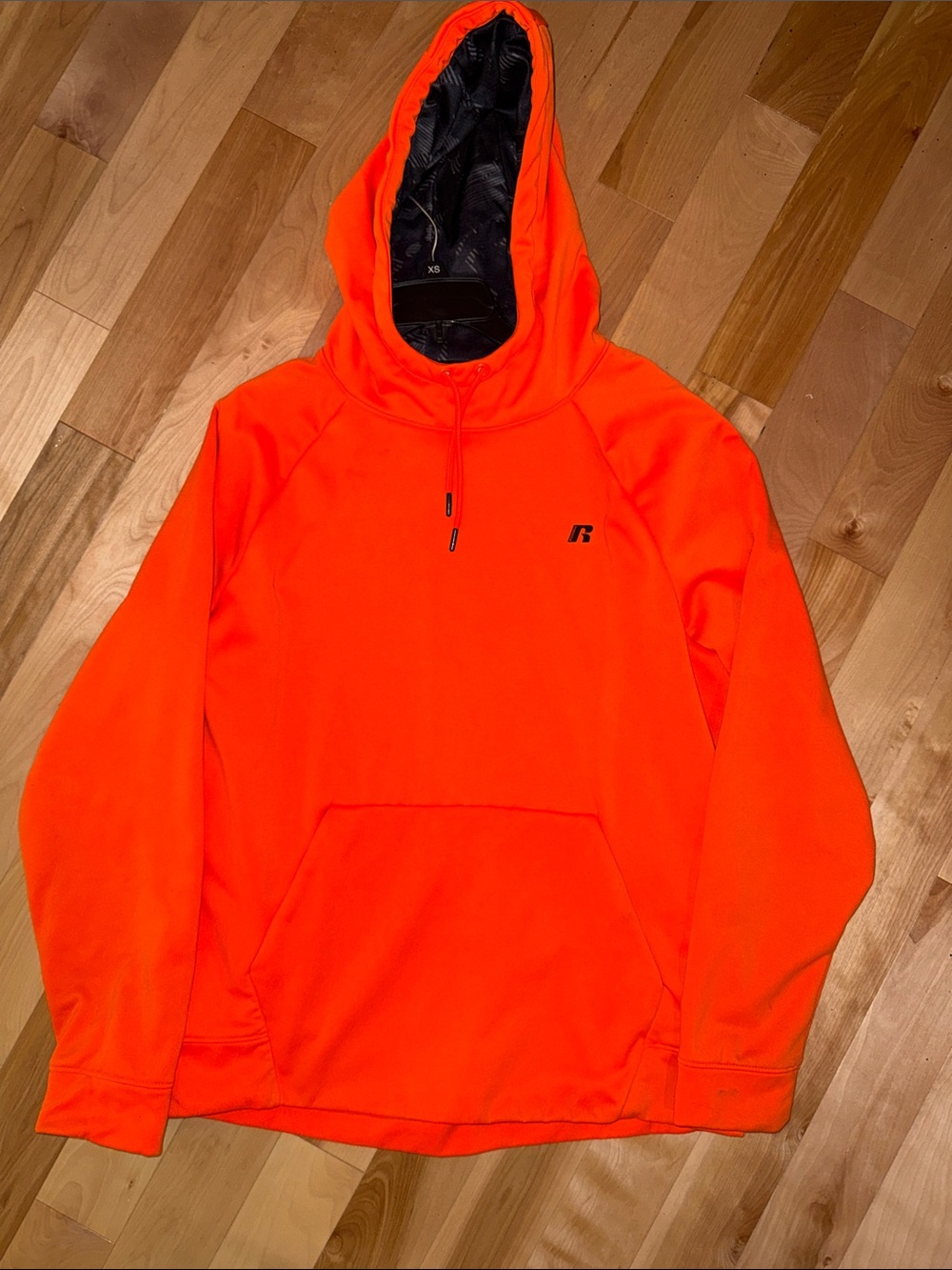 Russell Athletic Bright Orange Hooded Fleece Pullover L